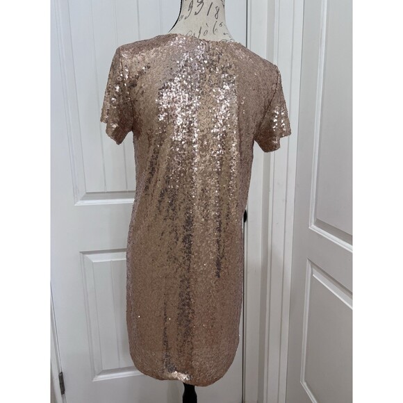 Lulus Light Up The Night Pink Champagne Sequin Shift Dress Sz Small Cocktail - Picture 3 of 7
